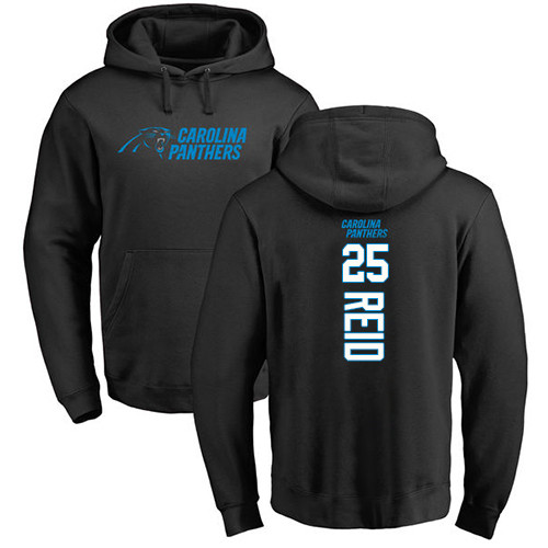 Carolina Panthers Men Black Eric Reid Backer NFL Football #25 Pullover Hoodie Sweatshirts